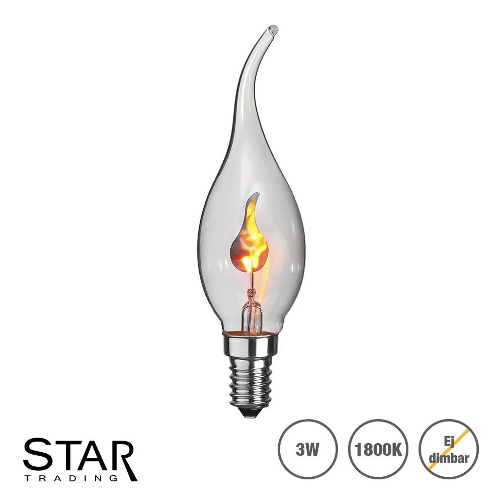 3W lampa flammande sken E14 sockel 3,5cm - ej dimbar