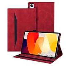 Auslbin Case Compatible med Xiaomi Redmi Pad SE 11" 2023, Pu Leather Tablet Cover som är lämpligt för Xiaomi Redmi Pad SE, klassisk läderstil, röd