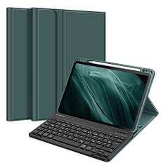FINTIE Tastatur Hülle für iPad Air 11 Zoll M3/M2 (2025/2024), iPad Air 5/4 Generation 10.9"(2022/2020), TPU Rückschale Schutzhülle mit Stifthalter, magnetisch Abnehmbarer QWERTZ Keyboard, Dunkelgrün