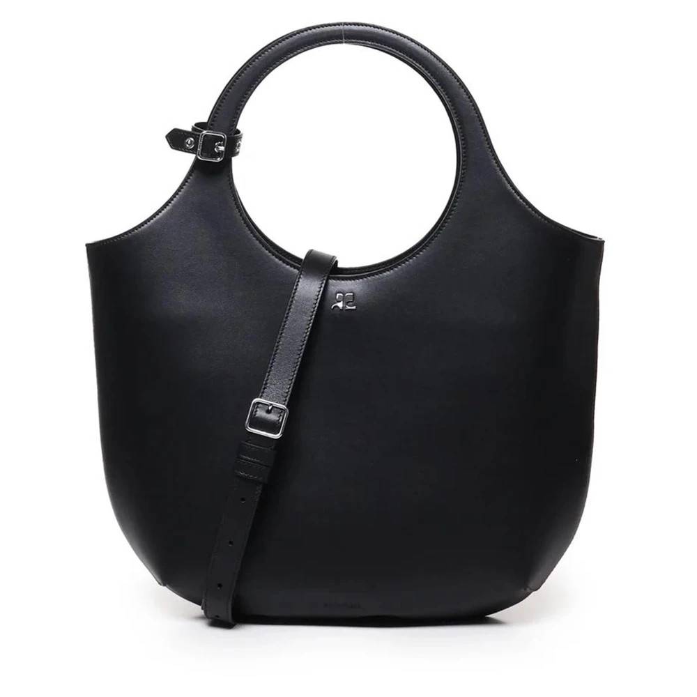 Courrèges Medium taske i narvet læder - Tasker - Dame - Sort - ONE SIZE - Læder