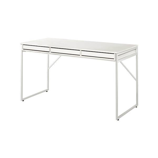 Mistral skrivebord med 3 skuffer og hvide metalben - Snehvid 81 Snehvid