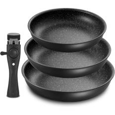 Non Stick Frying Pan with Removable Handle, Non Stick Frying Pan Set for Induction Hobs, 4 Pieces
