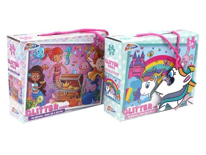 Glitterpussel 24 bitar (Unicorn)