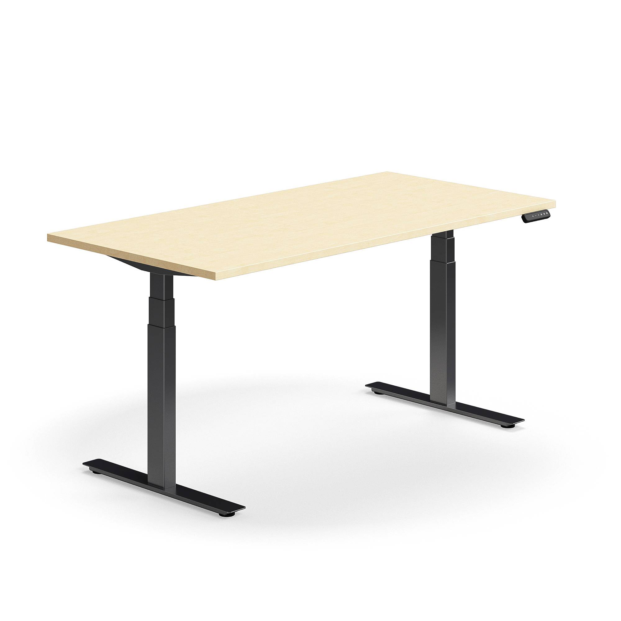 Skrivbord QBUS, höj- och sänkbart, 1600x800 mm, svart, björk