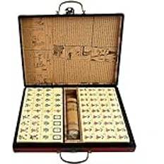 Mahjong Travel Set Kinesiskt Mahjong Brädspel 144 Mahjong Mahjong Tiles Set Trälåda(30)