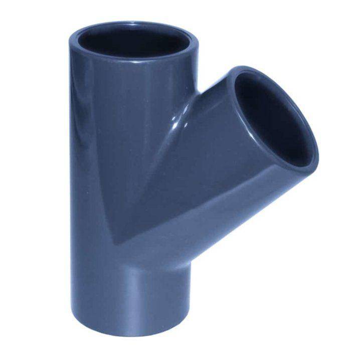 PVC-koppling 25mm, T PVC 45° med muff, PVC-U