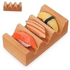 FONDOTIN Sushi Träställ Mat Bageri Display Stand Sushi Taco Hållare Trä Menyställ Träformade Sushi Tallrikar Sushi Hållare Sushi Maker Sushi Tool