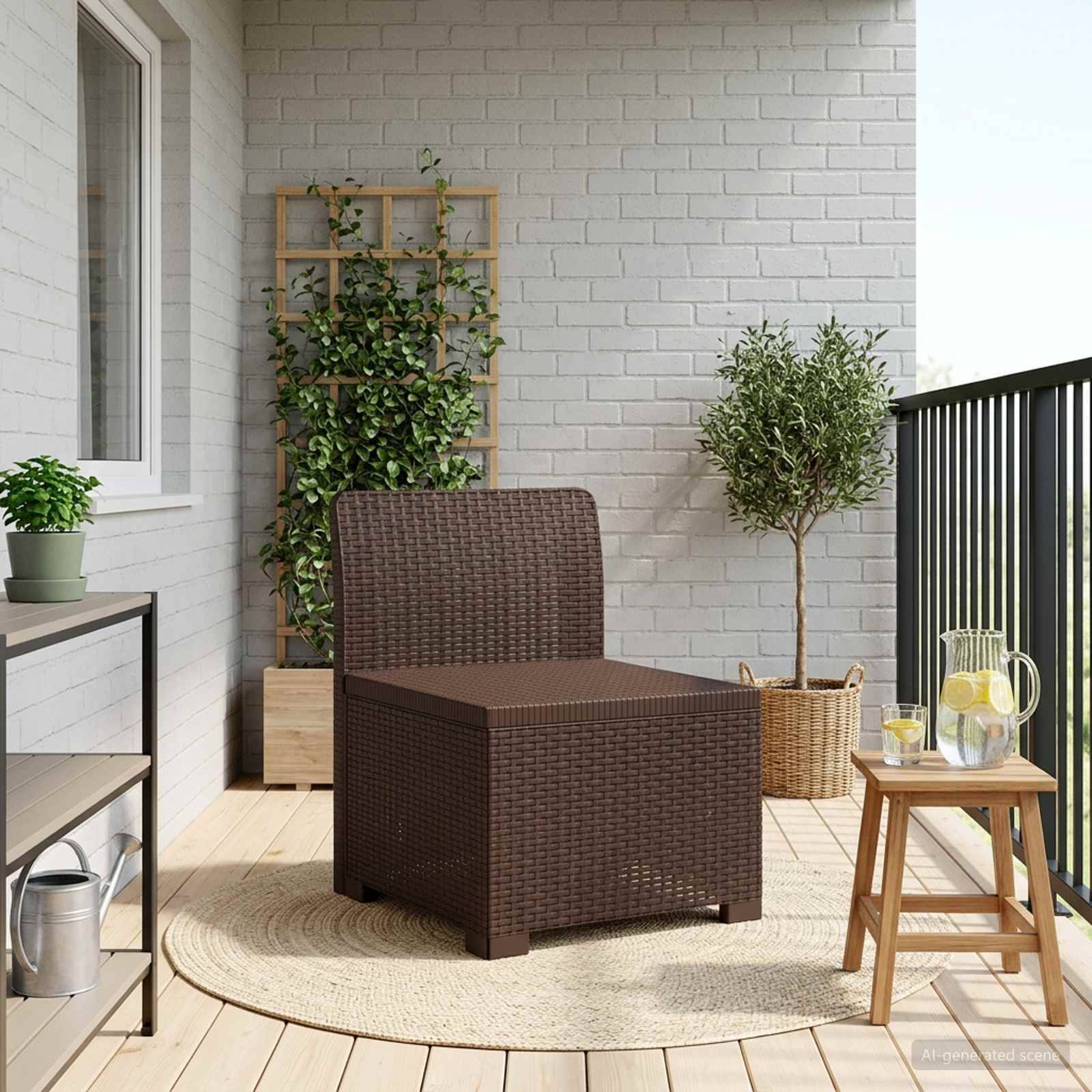 1-personers Havemøbelsofa Rattan Look PP Brun