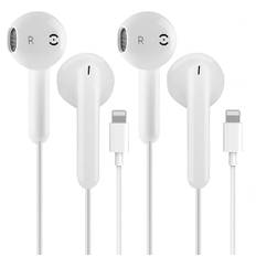 Lightning Hörlurar med Kabel, 2-Pack In-Ear Hörlurar för iPhone 14/13/12/11/8/7/X/Pro/Pro Max, Hi-Fi Stereo Apple Hörlurar Lightning (Vit)