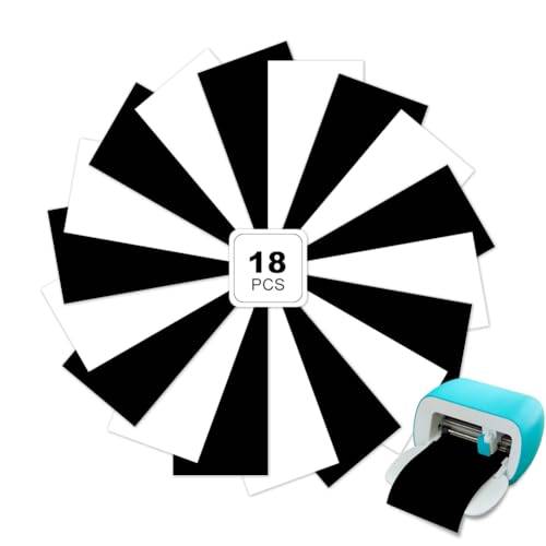 18 Smart Iron On vinylrullar för Cricut Joy, 30,5 x 13,5 cm, svart + vit, HTV, för spårare, textil, självhäftande polyuretan