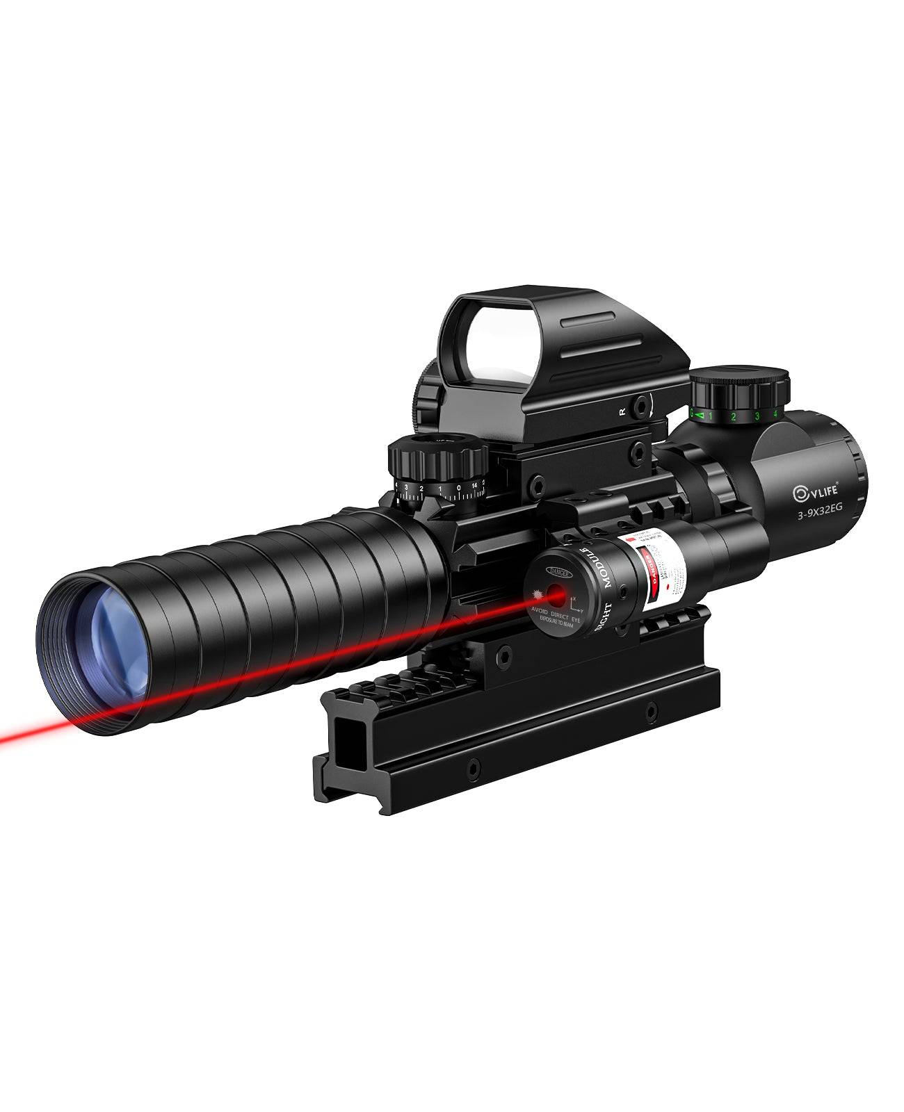 CVLIFE JackalHowl 3-9x32 Scope Combo with Dual Illuminated Red Dot Sight