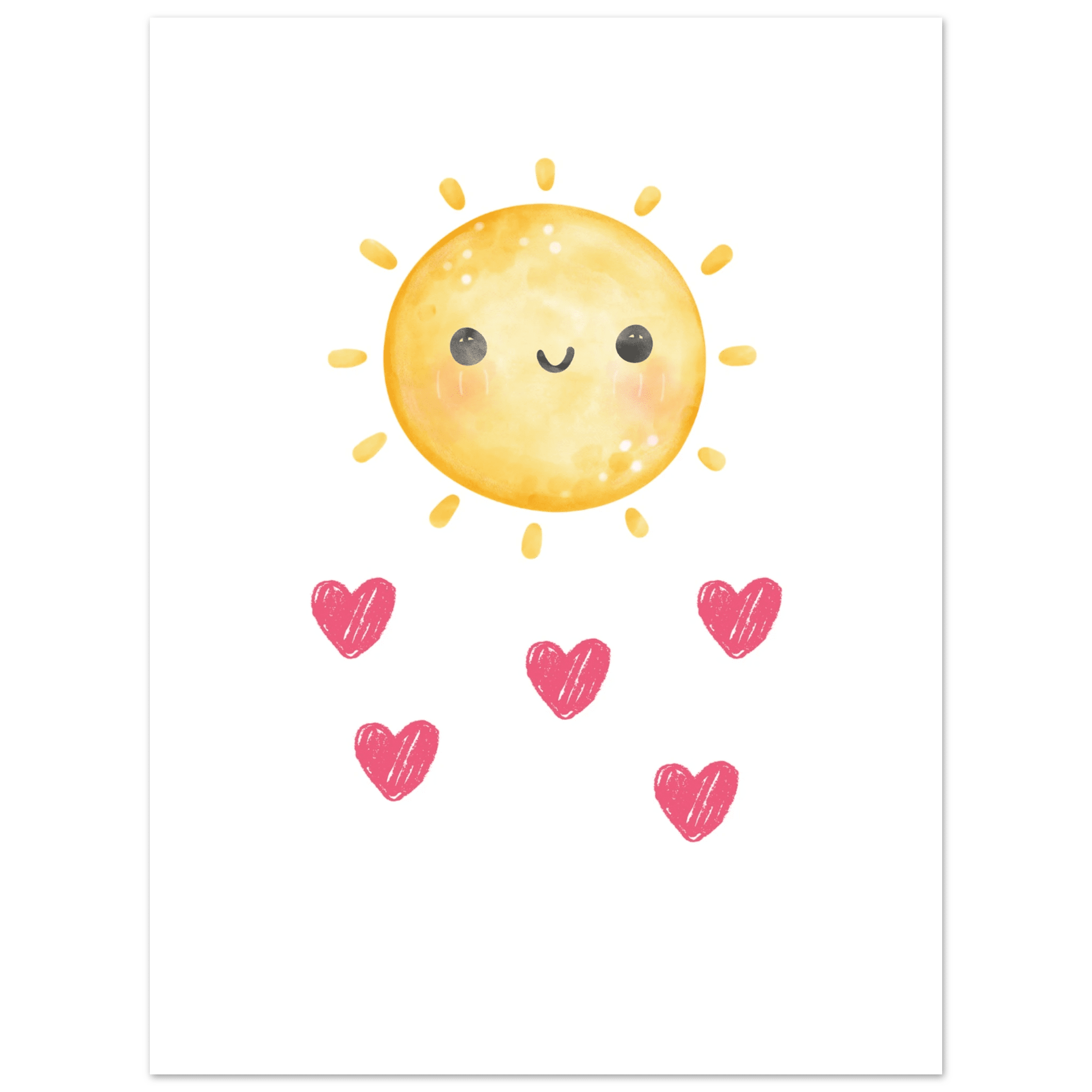 Sol och hjärtan poster-30x40 cm / 12x16″ / Utan ram / -