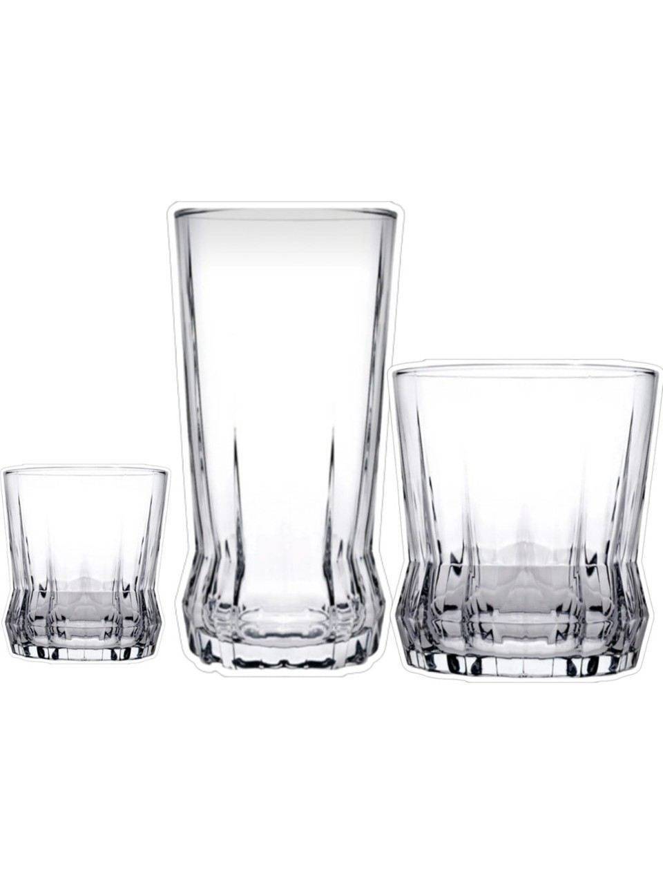 Aldren Glasservis (18 delar) 7x7x14 cm - Transparent Drinkglas & highballglas