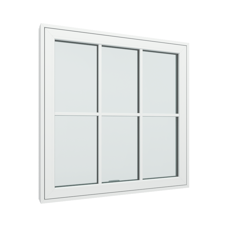 Topstyret vindue 1 fags med 3x2 glasfelter