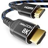 deleyCON 3,0m 8K HDMI 2.1b Kabel (48G, ULTRA Highspeed) Certifierad, 8K@60Hz 4K@144Hz 120Hz 2K@144Hz/165Hz EARC HDCP 2.3/2.2 - för DTS:X HDR Dolby Atmos TV PS5 Xbox Soundbar Monitor