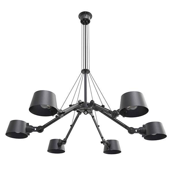 Bolt Pendel Chandelier 6 Arm Smokey Black.