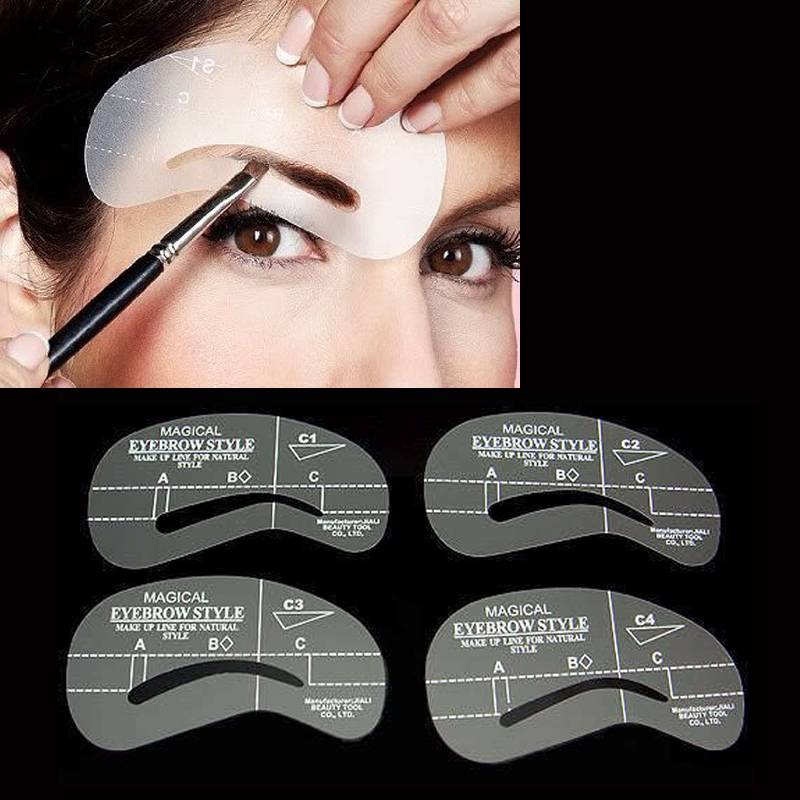4 st ögonbrynsformning stencil set grooming tools ritkort för streckande ögonbryn ceja quebrada dashing brwi
