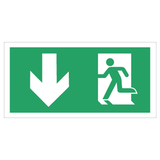 Emergency exit arrow down 150 x 300 mm