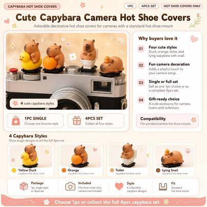 Söt capybara-kamerasockelcover, silikonskydd för hot shoe, dammtät kameratillbehör för DSLR- och spegellösa kameror - Multi-color