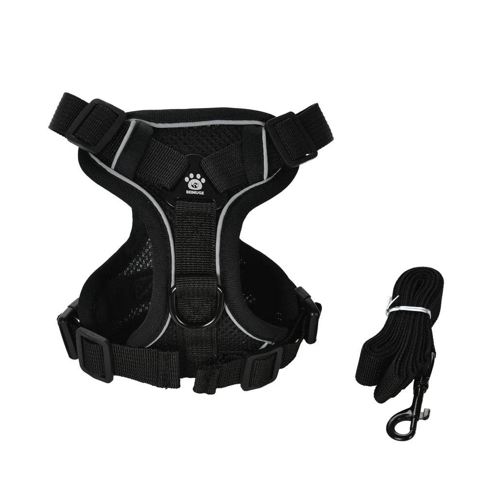Escape-Proof Reflective Cat Harness & Leash Set — Breathable Vest for Outdoor Walking - Black / L (L)