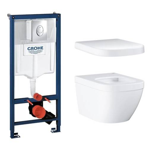 Grohe Euro vägghängt toalettpaket, utan spolkant, vit/krom