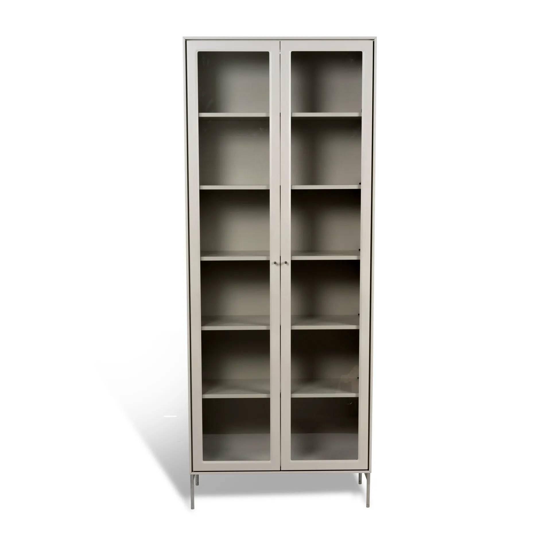 Mavis Volt vitrinskåp 190 cm beige Detaljer i rostfritt stål