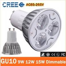 Superljus 9w 12w 15w gu10 led lampor ljus 110v 220v dimbara led spotlights varm/kall vit gu 10 bas led downlight - Kall vit / 9w
