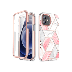 iPhone 12 Mini - UNIQ™ FULL 360° Marble Silikone Cover - Rose Pearl