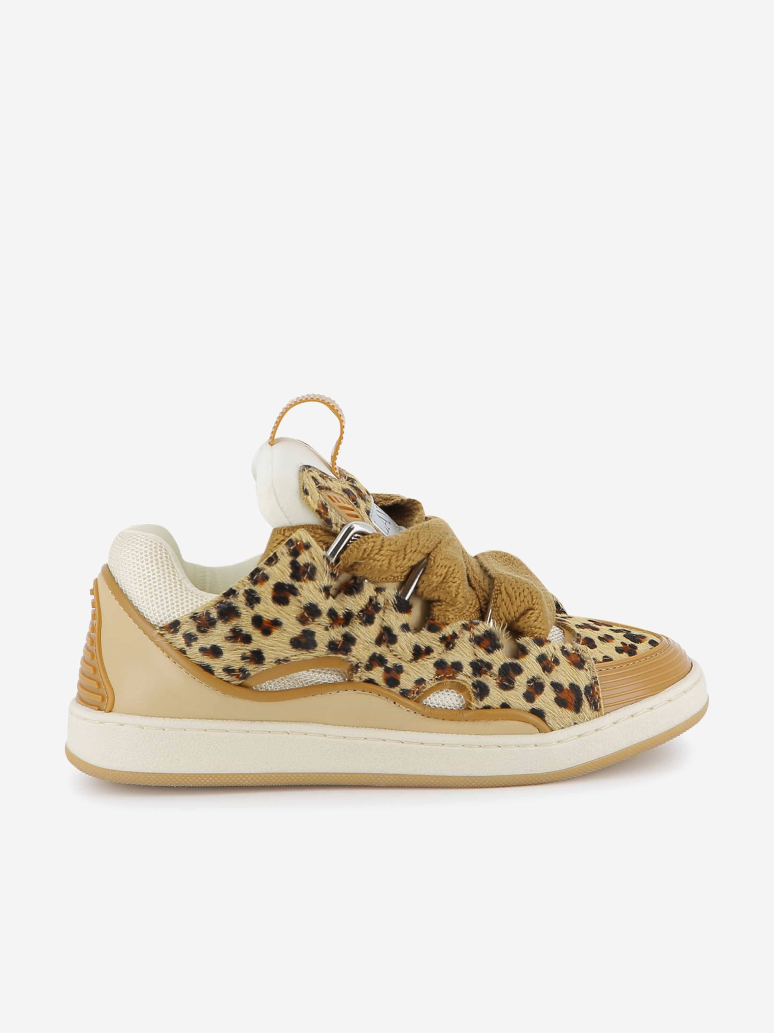 Lanvin Girls Leather Curb Trainers in Beige - Beige / EU 35 UK 2.5