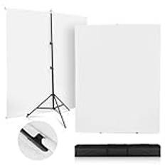 SEDGEWIN Fotobakgrund vit med stativ 2 x 2 m, förbättrad bakgrund fotografi stativ Chromakey vitt tyg skärm backdrop för YouTube video fotostudio streaming gaming TikTok