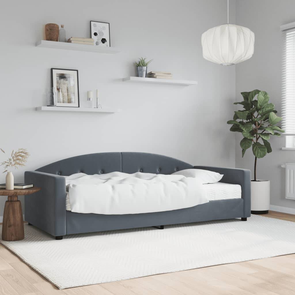 daybed med madras 90x200 cm velour mørkegrå