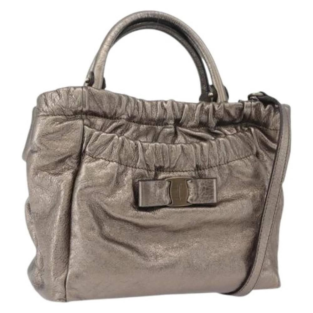 Salvatore Ferragamo Pre-owned Pre-owned Håndtaske - Vintage - Dame - Grå - ONE SIZE - Uld