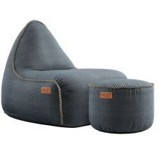 Sackit canvas lounge chair med puf canvas petrol