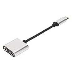 Type C To 3.5Mm Port Headphone Jack Adapter, 2 In 1 Aluminum Cable Adapter, Mini USB C Headphone Adapter, Support Charging, Data Transfer (silver)