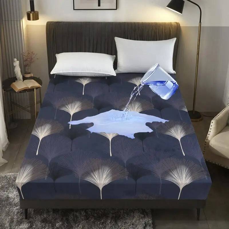 Kuup-Polyester 360° waterproof Cartoon Fitted Sheet Only(no pillowcase) Elastic Band Around Mattress Cover King Size Bed Cover - W1s yin xing / 90x200cm