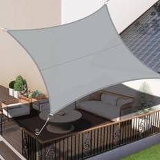 LOVE STORY Sonnensegel 4x4m Wasserdicht Rechteckig Hellgrau Sonnenschutz Windschutz Segel PES Polyester,95% UV-Schutz für Außenbereich, Terrasse, Balkon, Garten