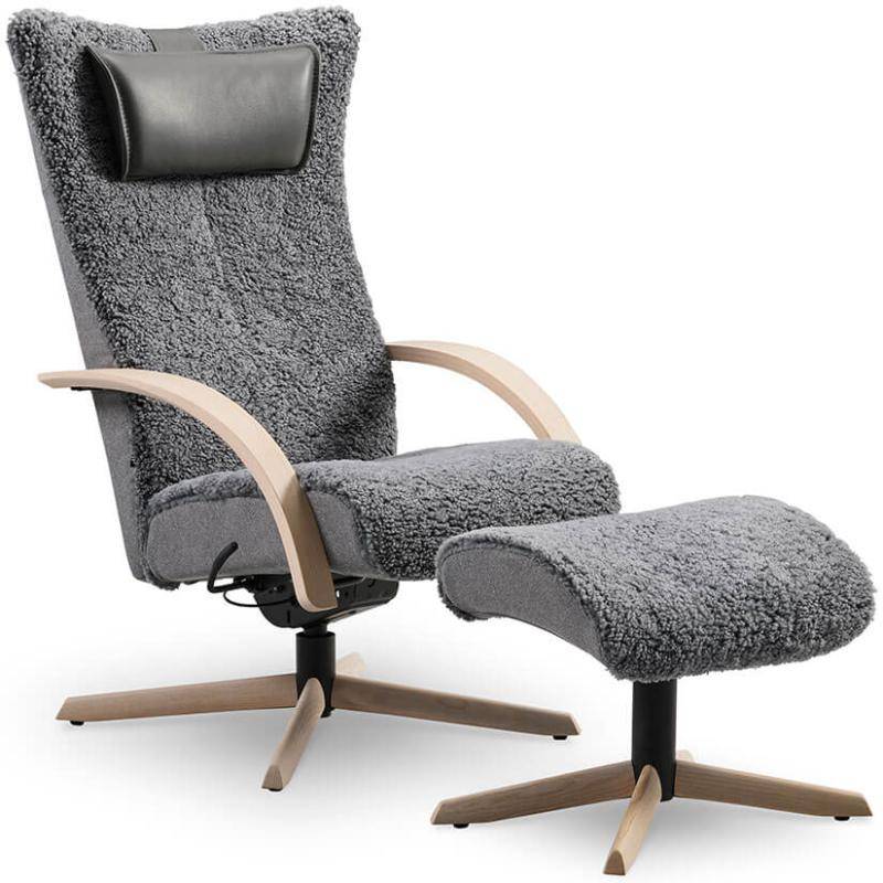 Brunstad - Delta Motion Wood Fåtölj + Pall (Large, Scandinavian Blond, Valnöt)