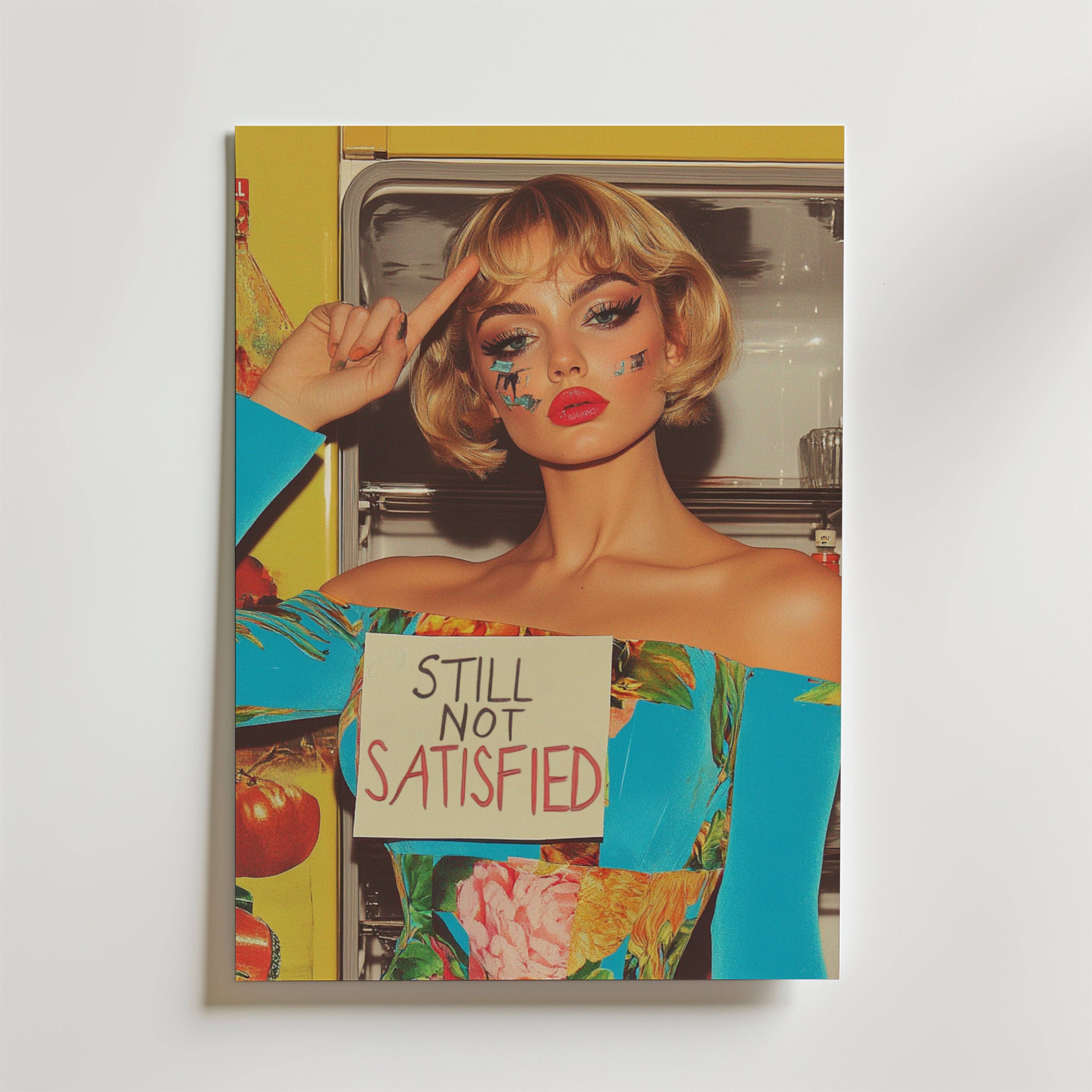 Still Not Satisfied Retro Poster - Premium Canvas 100x140 cm