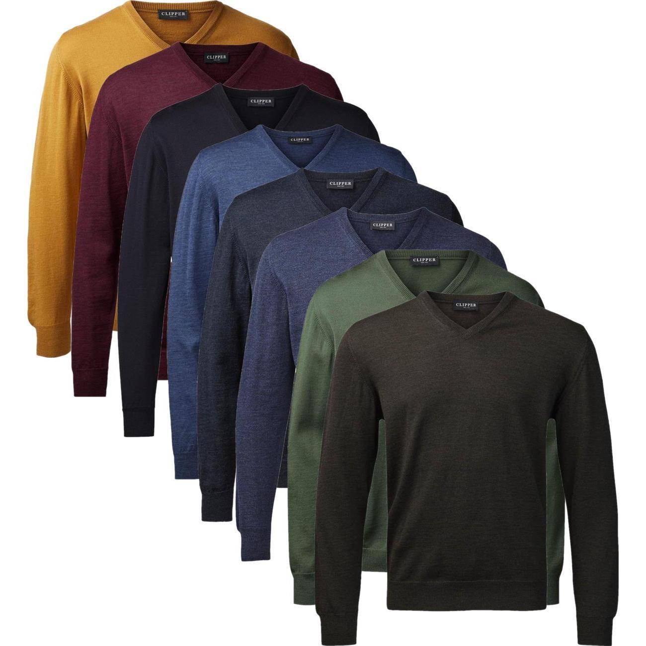 Clipper 50102 milan pullover v neck Herre Chocolate Espresso Melange 6XL