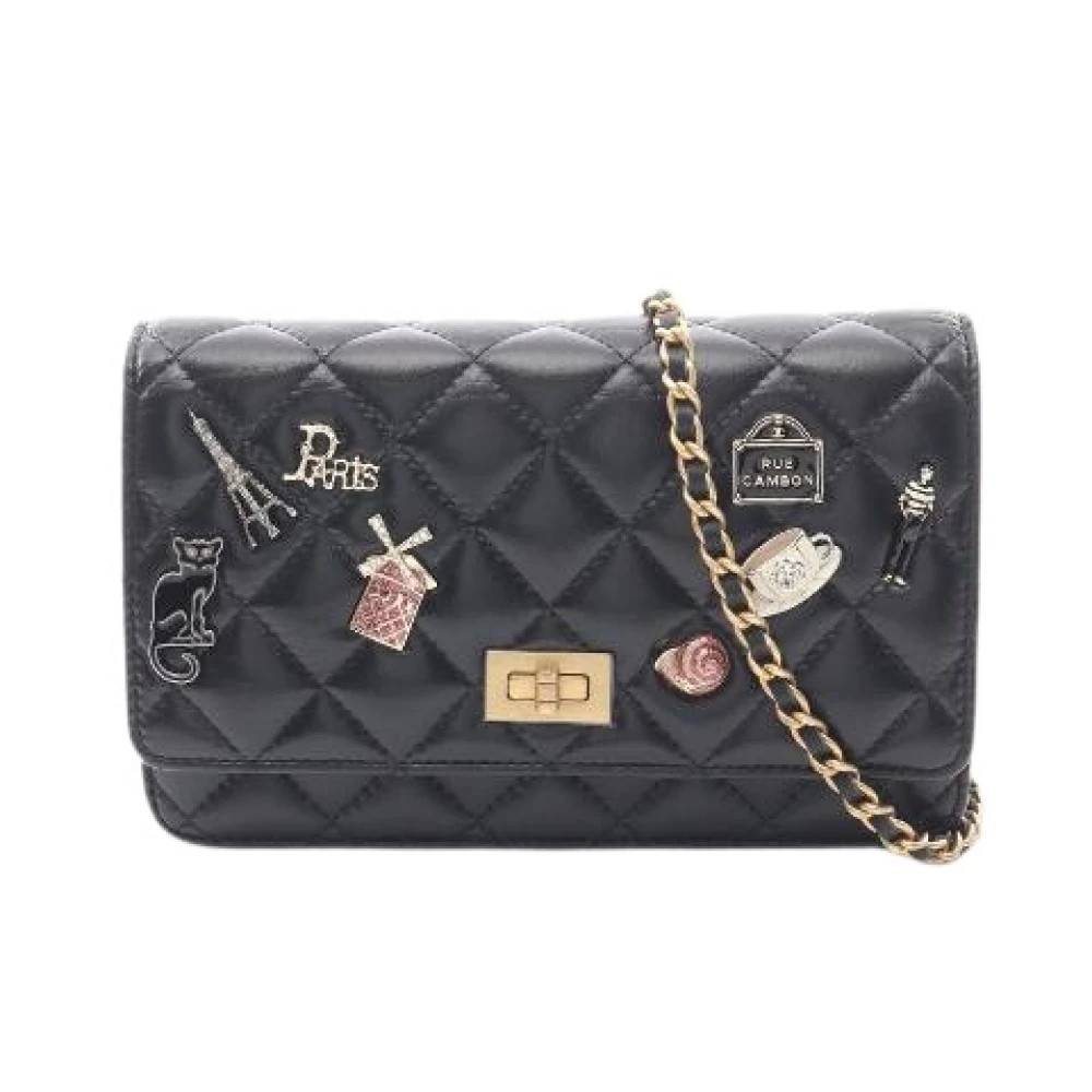 Chanel Vintage Pre-owned Matelasse 2.55 Lambskin Skuldertaske - Vintage - Dame - Sort - ONE SIZE - Uld