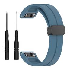 Garmin Fenix 7X/6X/6X Pro etc. Klockarmband i silikon med magnetlås - Blå