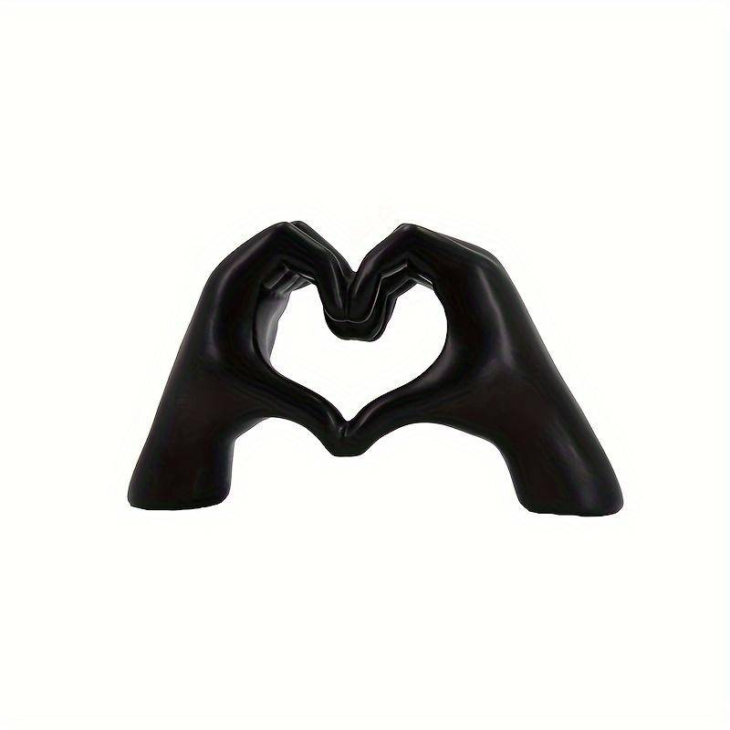 One Piece Creative Love Finger Sculpture, Gesture Sculpture, Resin Love Finger Sculpture Tabletop Decoration, Modern Wedding Bedroom Living Room svart