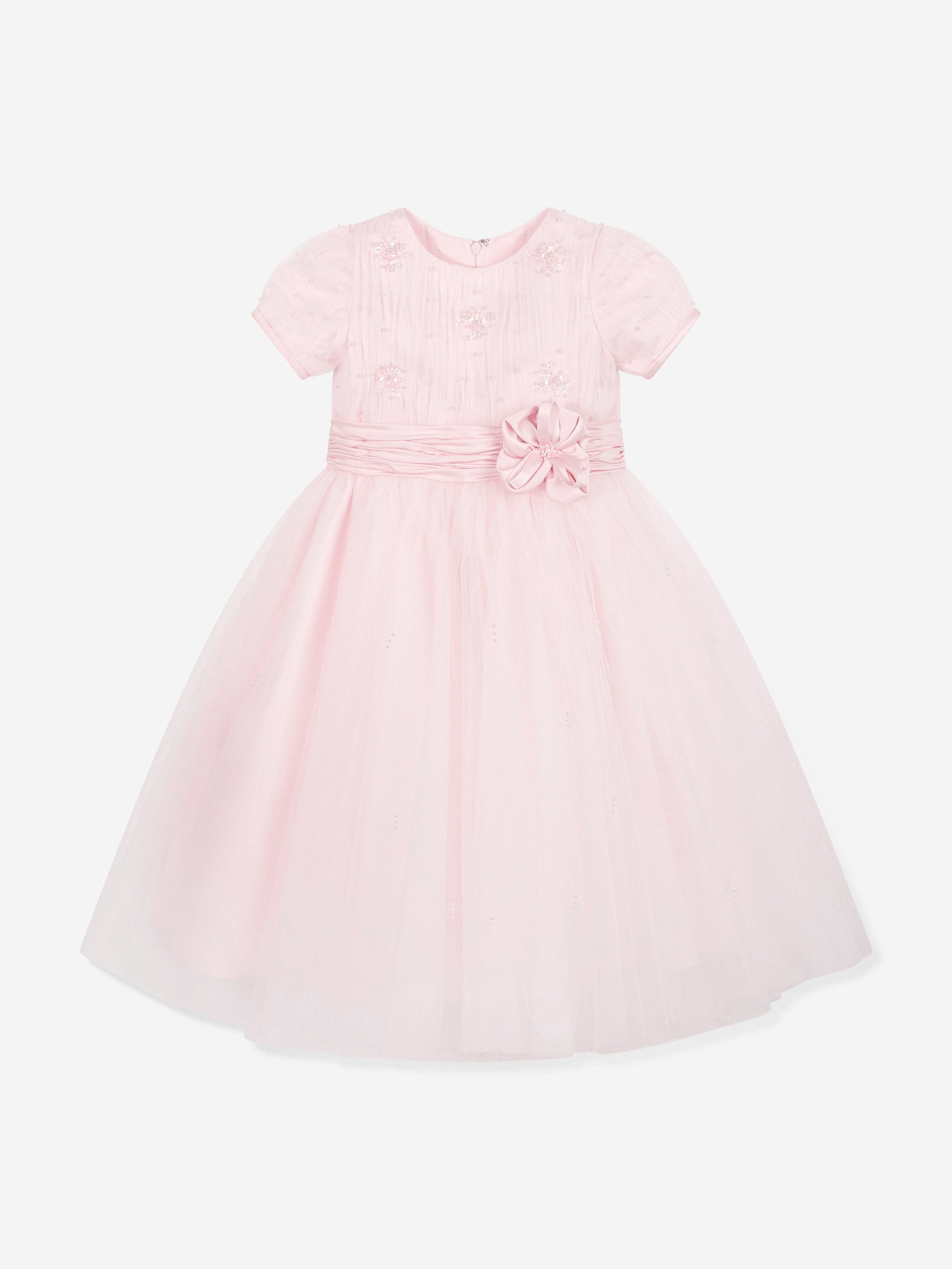 Sarah Louise Girls Ceremonial Ballerina Length Dress in Pink - Pink / 4 Yrs (4 Yrs)