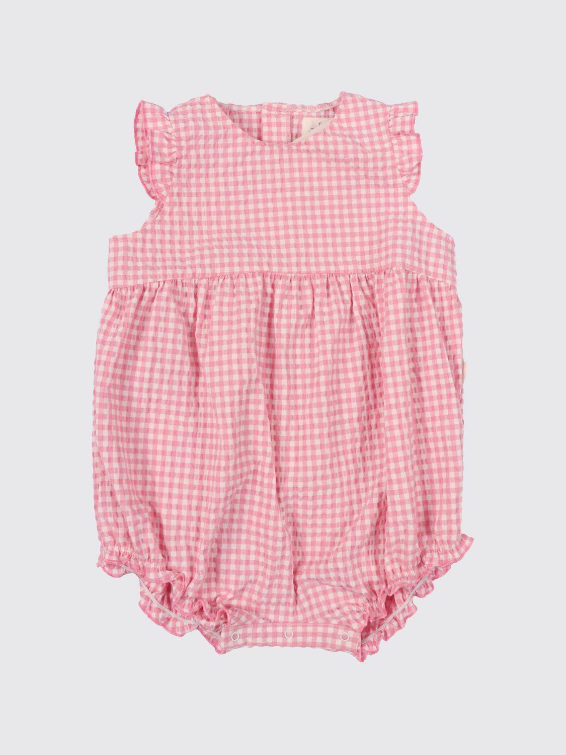 TEDDY &amp; MINOU Ärmelloser Strampler aus Baumwolle mit rosa Vichy-Muster für Jungen von - 12M