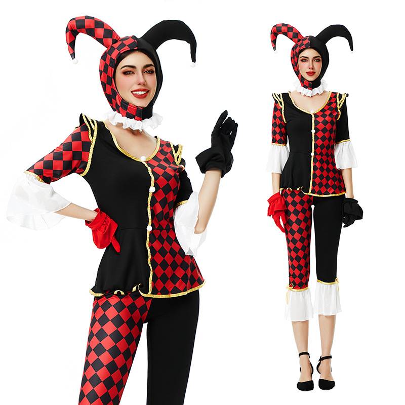 Zawaland Halloween Clown Cosplay Costumes Suit Carnival Performance Clown Clothing Fancy Dress Up Women Tops Pants 2pcs