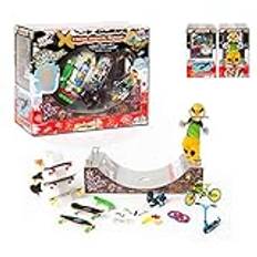 Grip and Tricks - Xtrem Rider Shop Boxen med 3 Finger Skates 1 Finger Sparkcykel Pro 1 Par Finger Inlines 1 Fingerboards Halfpipe samt Mini Fingerboards Tillbehör - 25 Mini Fingerleksaker för barn från 6 år och uppåt.