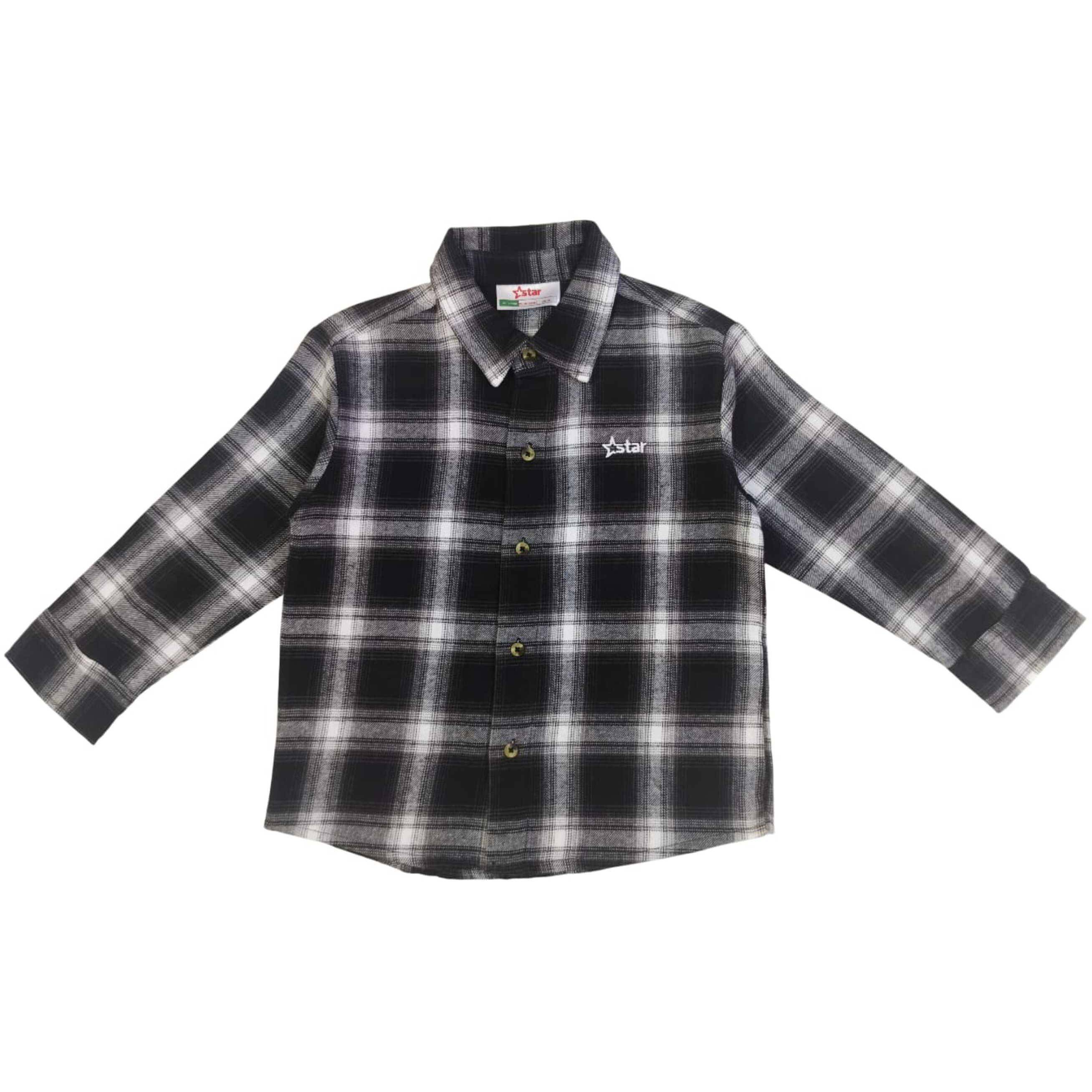 Star Kids' Long-Sleeve Flannel Patterned Shirt