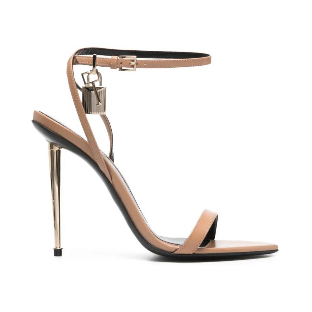 Tom Ford Padlock Pointy Naked Sandal - Sko - Dame - Brun - 37 1/2 EU - Læder