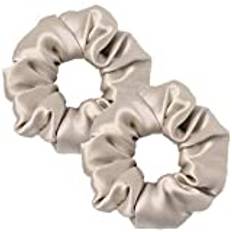 LILYSILK 100 % silkeshårringar, dam, hästsvanshållare, hårband av siden, hårsnoddar, återanvändbar förpackning (brungrått, 2)