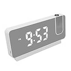 Projektionsväckarklocka Tid Datum Temperatur Display 180 Graders Vidvinkel HD LED-skärm Projicerbar Klocka för Hemmet (Vit)